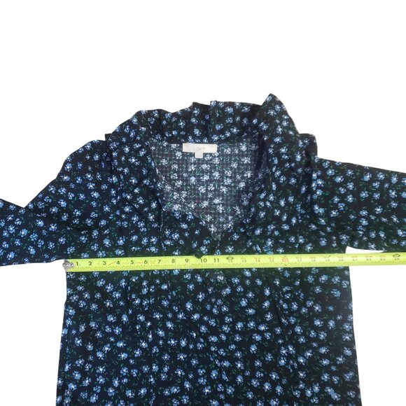 Loft Womens Long Sleeve Blouse Size M Ruffle Floral Boho Cottagecore Peasant - Picture 10 of 10
